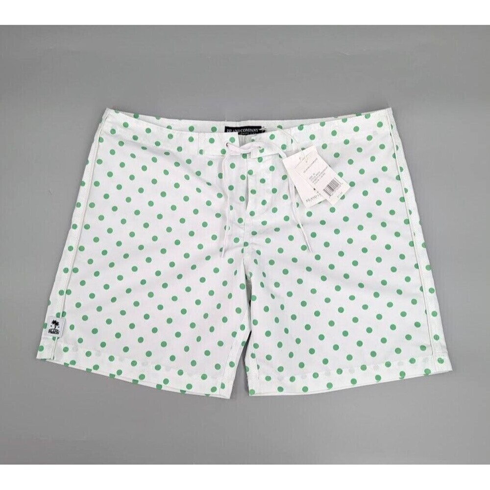 Womens Board Shorts Medium Green Polka Dots Caribe Island Company Beach‎ Surf